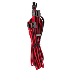 Premium Individually Sleeved PCIe Cables (Dual Connector) Type 4 Gen 4 – Red/Black