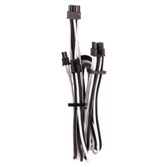 Premium Individually Sleeved PCIe Cables (Dual Connector) Type 4 Gen 4 – White/Black