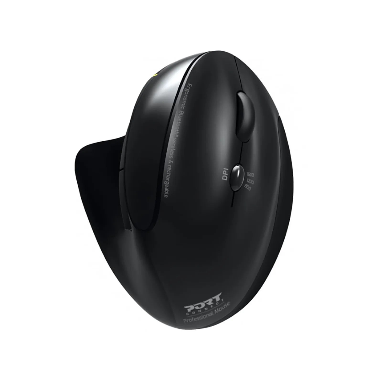 Port Connect Black Ergonomic Rechargeable Bluetooth Mouse