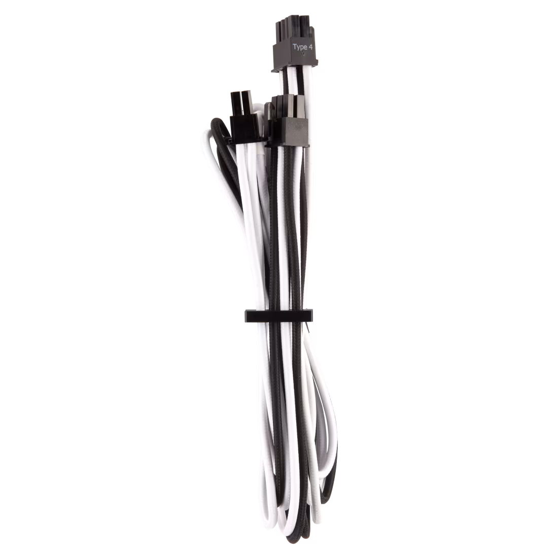Premium Individually Sleeved PCIe Cables (Single Connector) Type 4 Gen 4 – White/Black