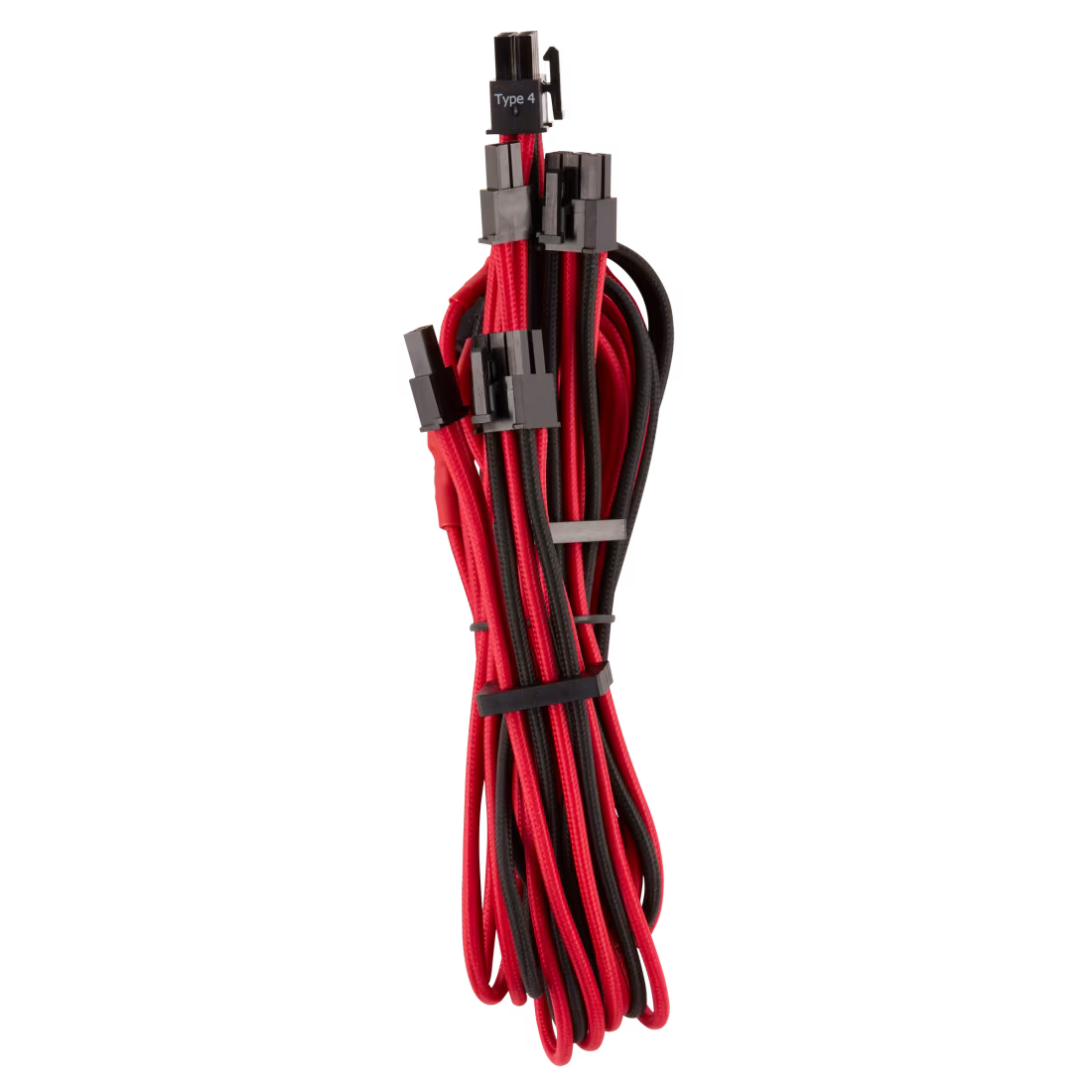 Premium Individually Sleeved PCIe Cables (Dual Connector) Type 4 Gen 4 – Red/Black