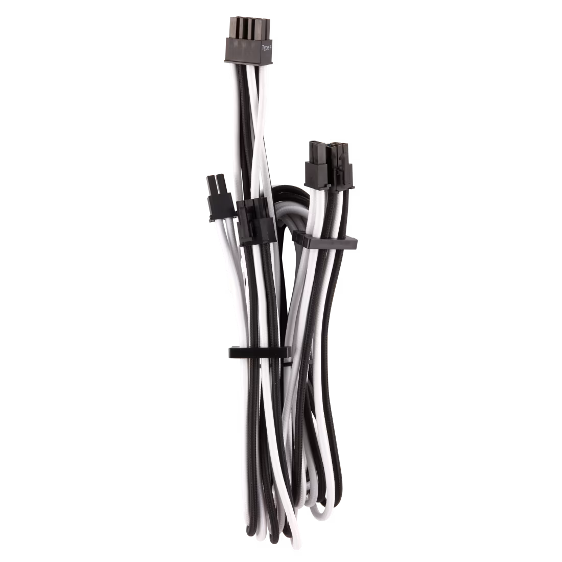 Premium Individually Sleeved PCIe Cables (Dual Connector) Type 4 Gen 4 – White/Black